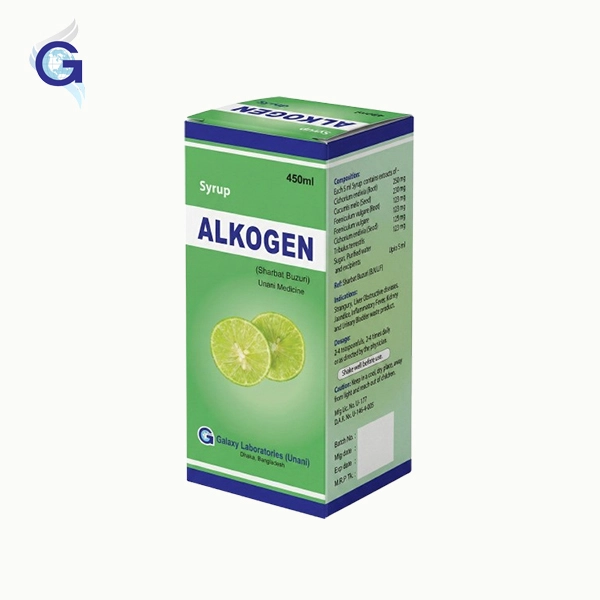 Alkogen Syrup by Galaxy Laboratories Unani for Jaundice and Liver Support.