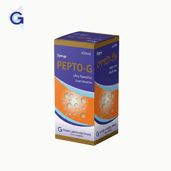 Pepto-G Syrup by Galaxy Laboratories Unani for acidity, gastric pain, and indigestion relief.